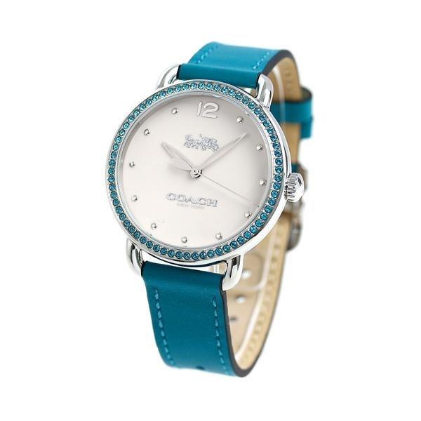 Coach Delancey White Dial Turquoise Leather Strap Watch for Women - 14502884