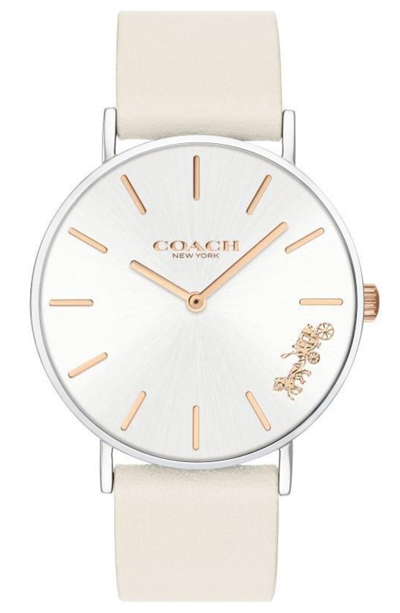 Coach Perry White Dial White Leather Strap Watch for Women - 14503117