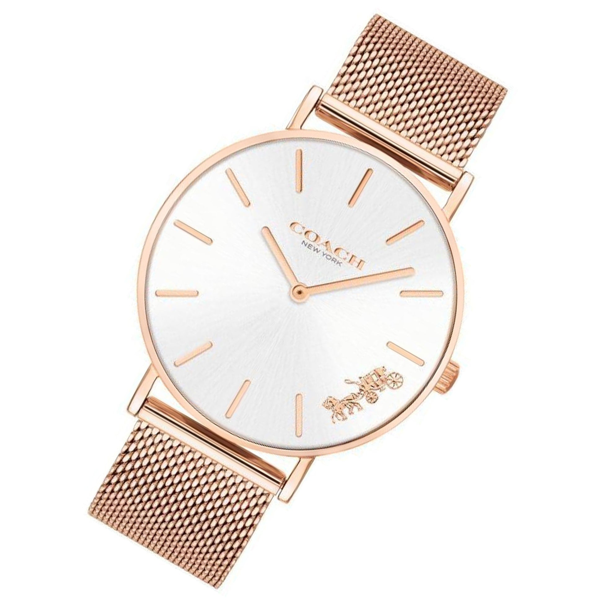 Coach Perry White Rose Gold Mesh Bracelet Watch for Women - 14503126