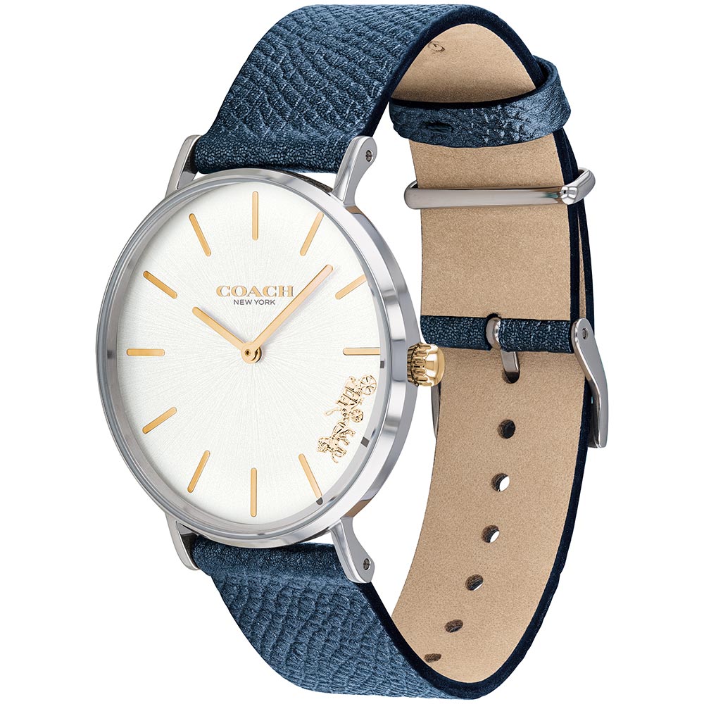 Coach Perry White Dial Blue Leather Strap Watch for Women - 14503156