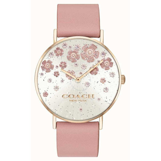 Coach Perry Silver Dial Pink Leather Strap Watch For Women - 14503325