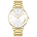 Coach Perry White Dial Gold Steel Strap Watch for Women - 14503345