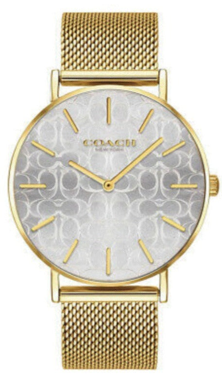 Coach Perry Silver Dial Gold Mesh Bracelet Watch for Women - 14503385