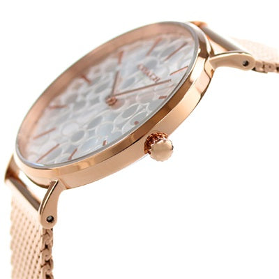 Coach Perry Silver Dial Rose Gold Mesh Bracelet Watch for Women - 14503386