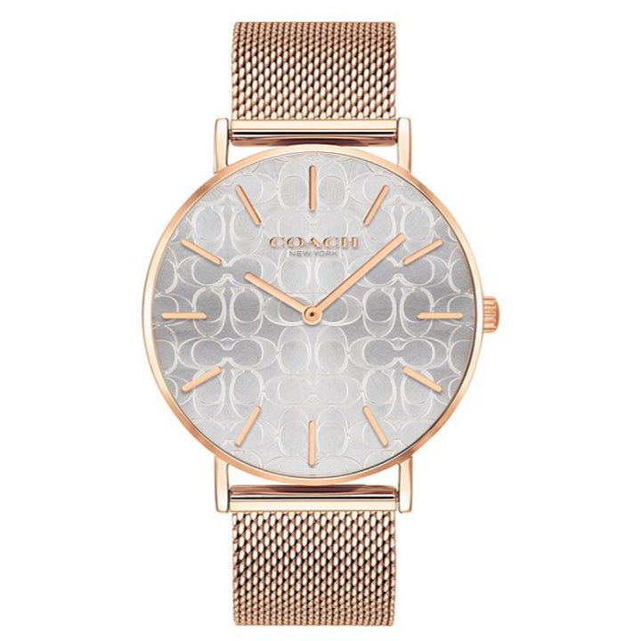 Coach Perry Silver Dial Rose Gold Mesh Bracelet Watch for Women - 14503386