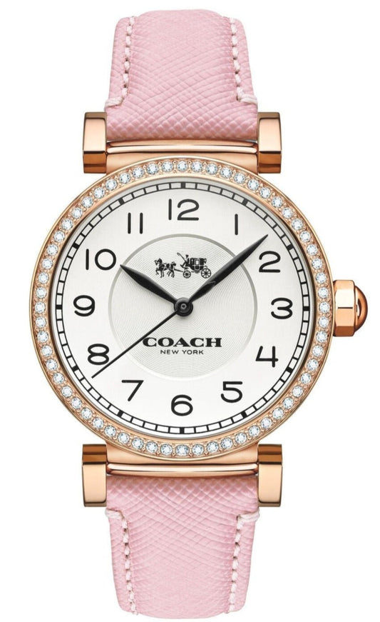 Coach Madison White Dial Pink Leather Strap Watch for Women - 14503395