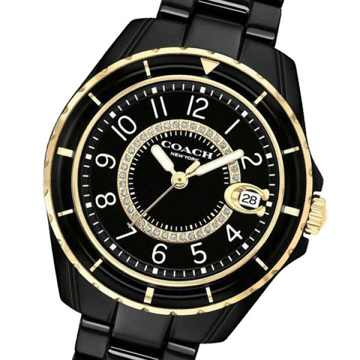 Coach Preston Black Dial Black Steel Strap Watch for Women - 14503461