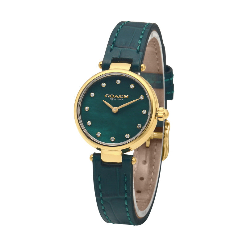 Coach Park Analog Green Dial Green Leather Strap Watch for Women - 14503534