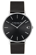 Coach Charles Black Dial Black Leather Strap Watch for Men - 14602149