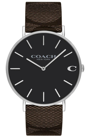 Coach Charles Black Dial Brown Leather Strap Watch for Women - 14602156