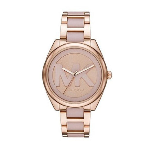 Michael Kors Janelle Three Hand Rose Gold Dial Two Tone Steel Strap Watch For Women - MK7135