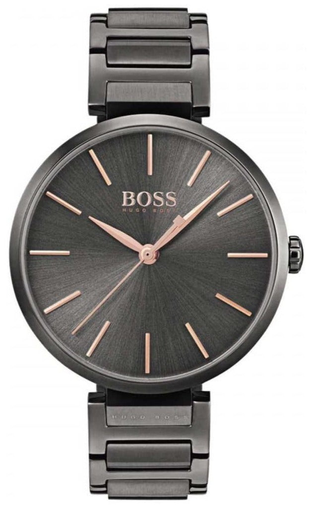 Hugo Boss Allusion Quartz Grey Dial Grey Steel Strap Watch For Men - 1502416