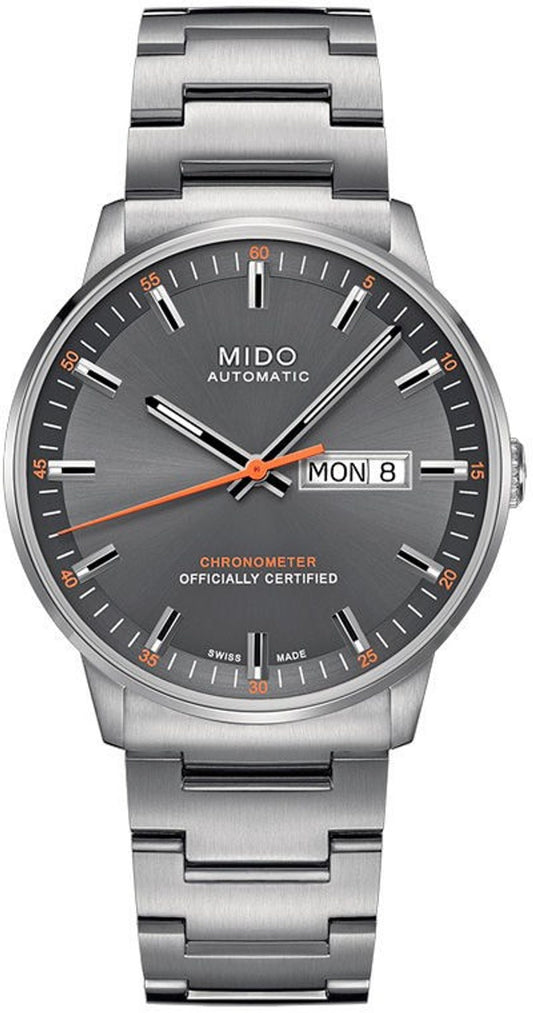 Mido Commander II Automatic Chronometer Grey Dial Silver Steel Strap Watch For Men - M021.431.11.061.01