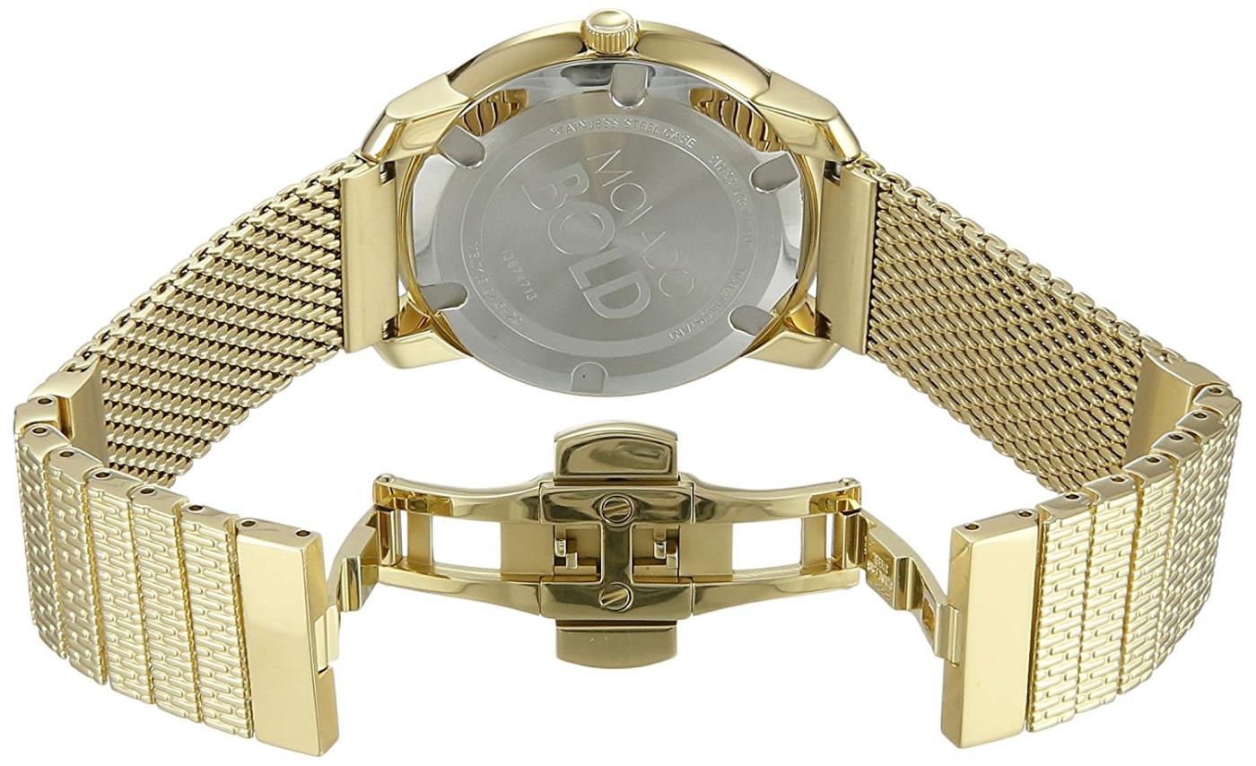 Movado Bold Gold Dial Gold Mesh Bracelet Watch for Women - 3600242