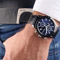 Hugo Boss Rafale Chronograph Blue Dial Black Leather Strap Watch For Men - 1513391