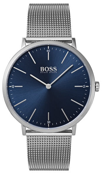 Hugo Boss Horizon Quartz Blue Dial Silver Mesh Bracelet Watch For Men - 1513541