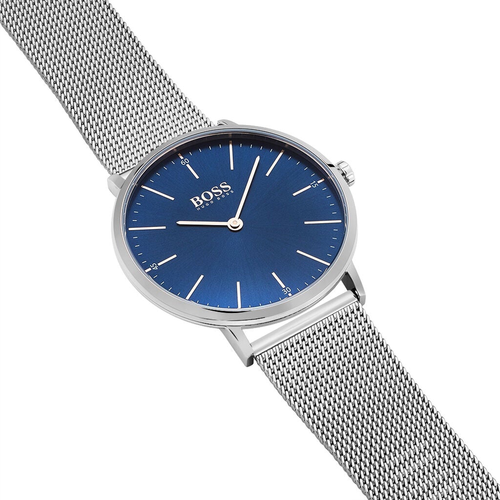 Hugo Boss Horizon Quartz Blue Dial Silver Mesh Bracelet Watch For Men - 1513541