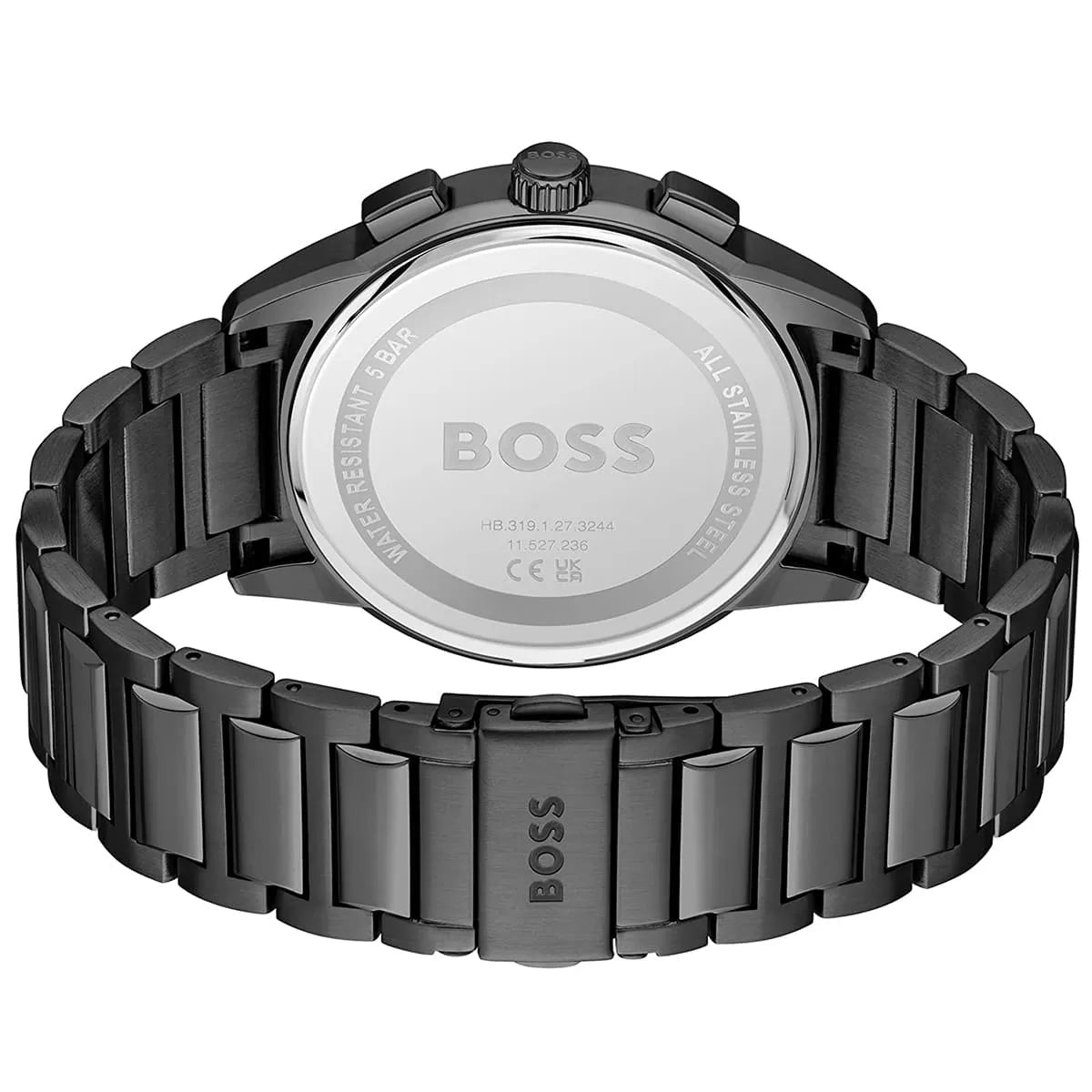 Hugo Boss Dapper Chronograph Black Dial Black Steel Strap Watch For Men - 1513929