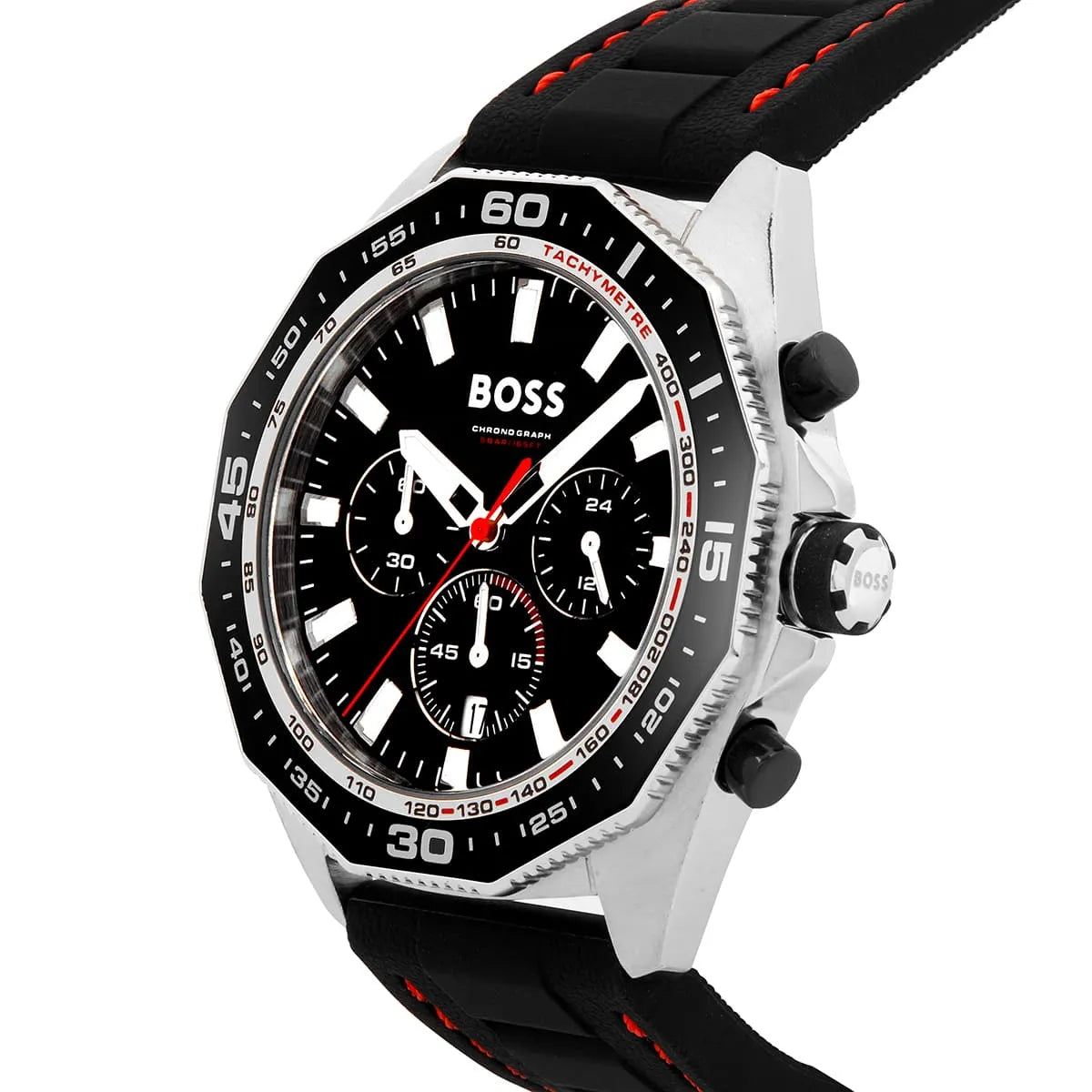 Hugo Boss Energy Chronograph Black Dial Black Silicon Strap Watch For Men - 1513969