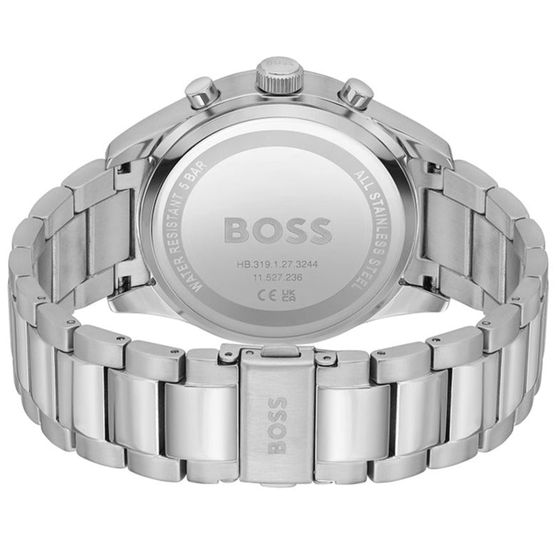 Hugo Boss View Chronograph Blue Dial Silver Steel Strap Watch For Men - 1513989