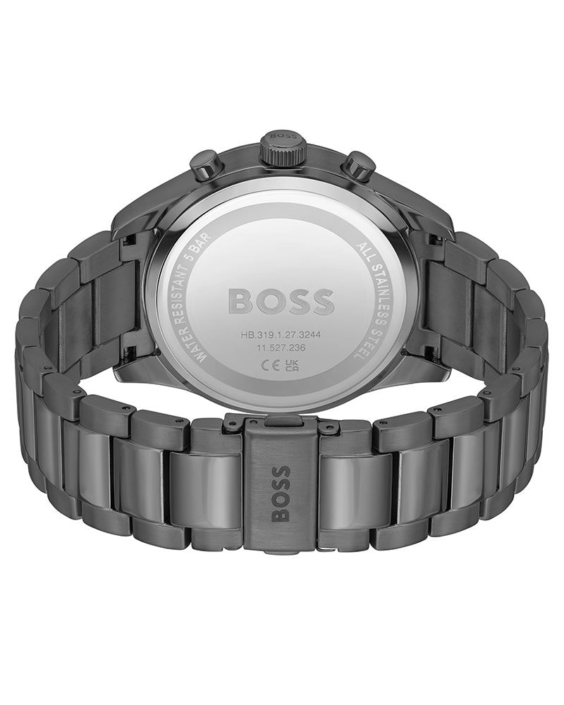 Hugo Boss View Chronograph Grey Dial Grey Steel Strap Watch For Men - 1513991