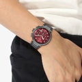 Hugo Boss One Chronograph Red Dial Grey Steel Strap Watch For Men - 1514000