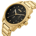 Hugo Boss Trace Chronograph Black Dial Gold Steel Strap Watch For Men - 1514006