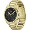 Hugo Boss Trace Chronograph Black Dial Gold Steel Strap Watch For Men - 1514006