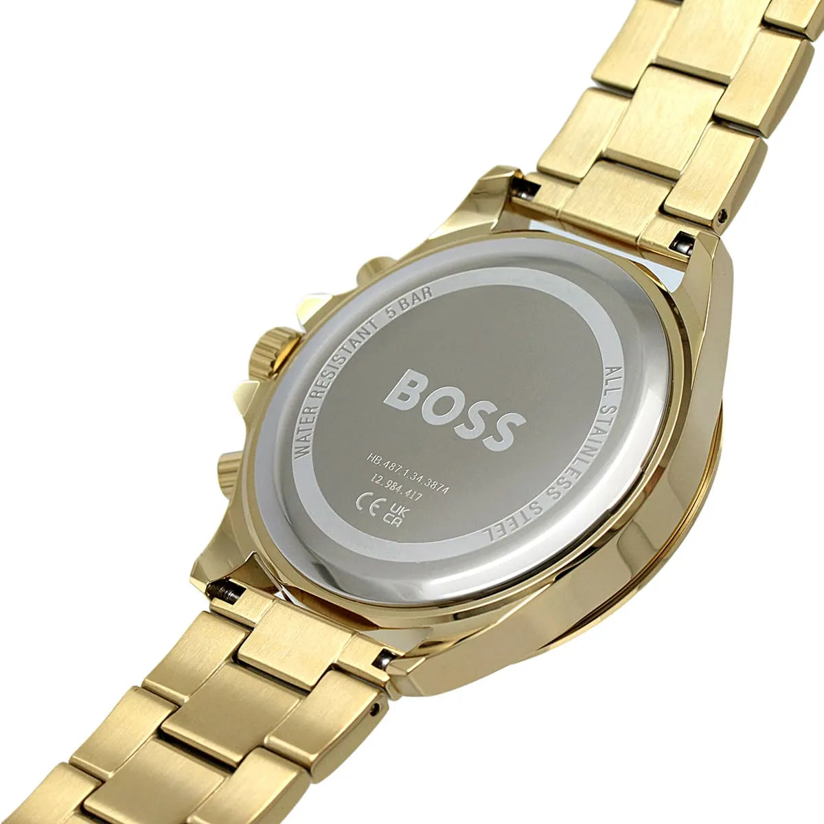 Hugo Boss Troper Chronograph Green Dial Gold Steel Strap Watch For Men - 1514059