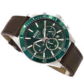 Hugo Boss Troper Chronograph Green Dial Brown Leather Strap Watch For Men - 1514098