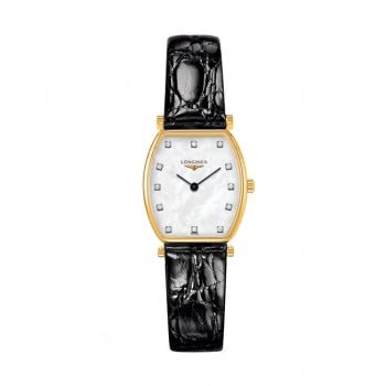 Longines La Grande Classique de Longines Tonneau White Dial Black Leather Strap Watch for Women - L4.205.2.87.2