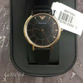 Emporio Armani Kappa Quartz Black Dial Black Leather Strap Watch For Women - AR11064