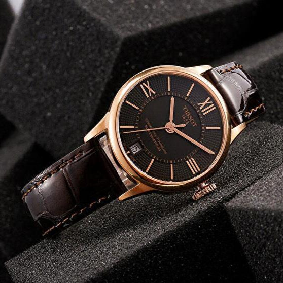 Tissot Chemin des Tourelles Powermatic 80 Brown Dial Brown Leather Strap Watch for Men - T099.407.36.448.00