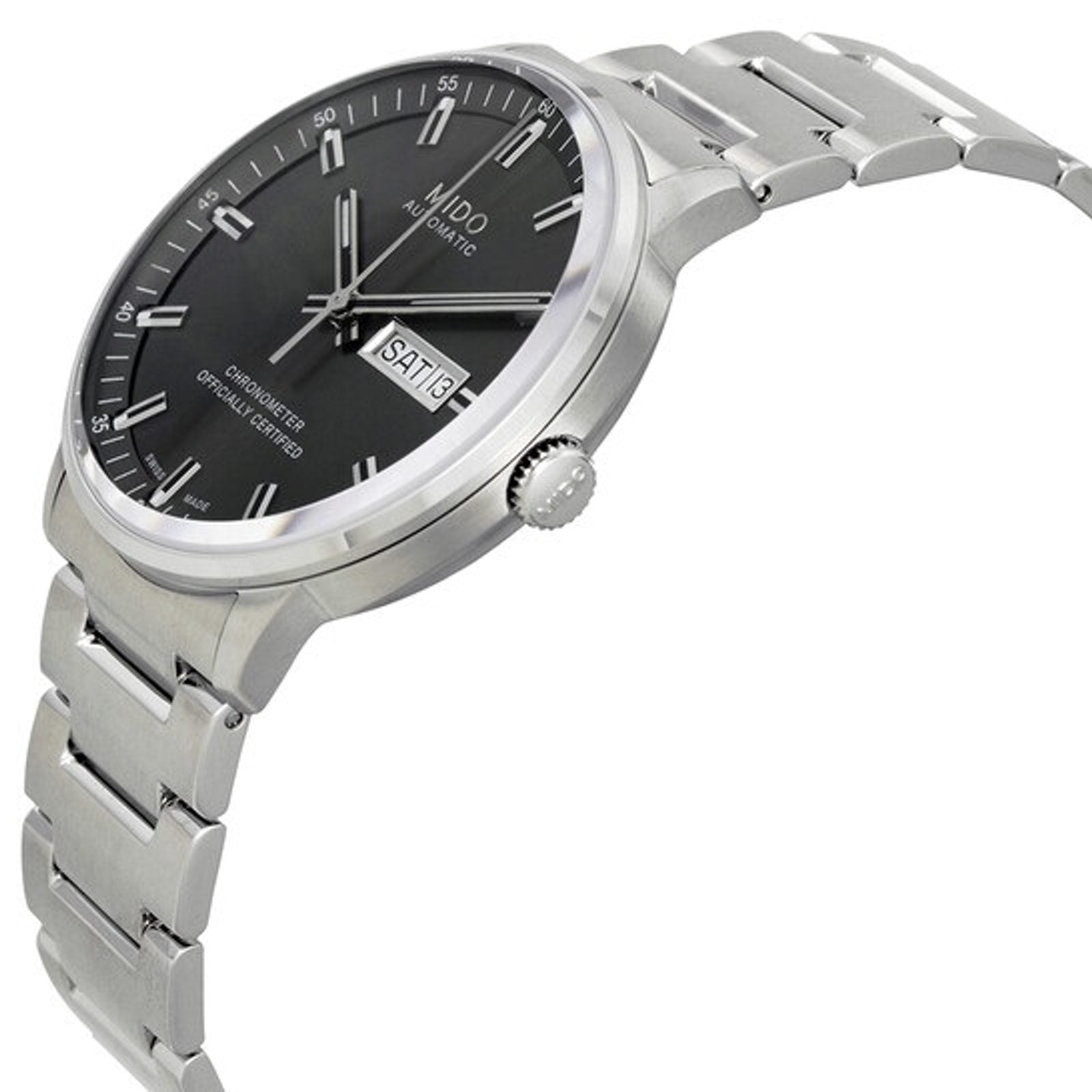 Mido Commander II Automatic Chronometer Grey Dial Silver Steel Strap Watch For Men - M021.431.11.061.00