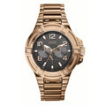 Guess Rigor Multi Function Black Dial Rose Gold Steel Strap Watch For Men - W0218G3