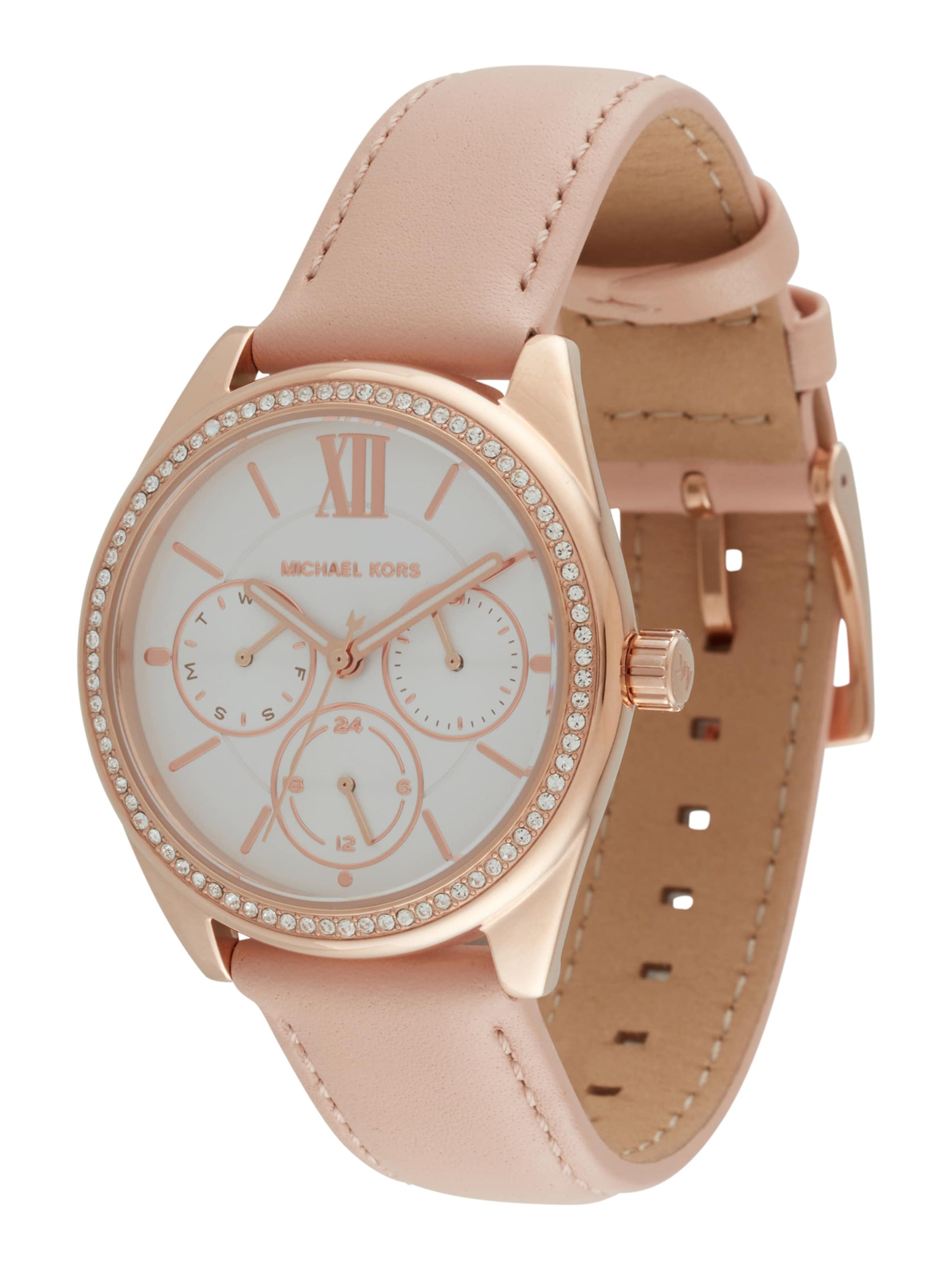 Michael Kors Pyper Analog White Dial Pink Leather Strap Watch For Women - MK2803