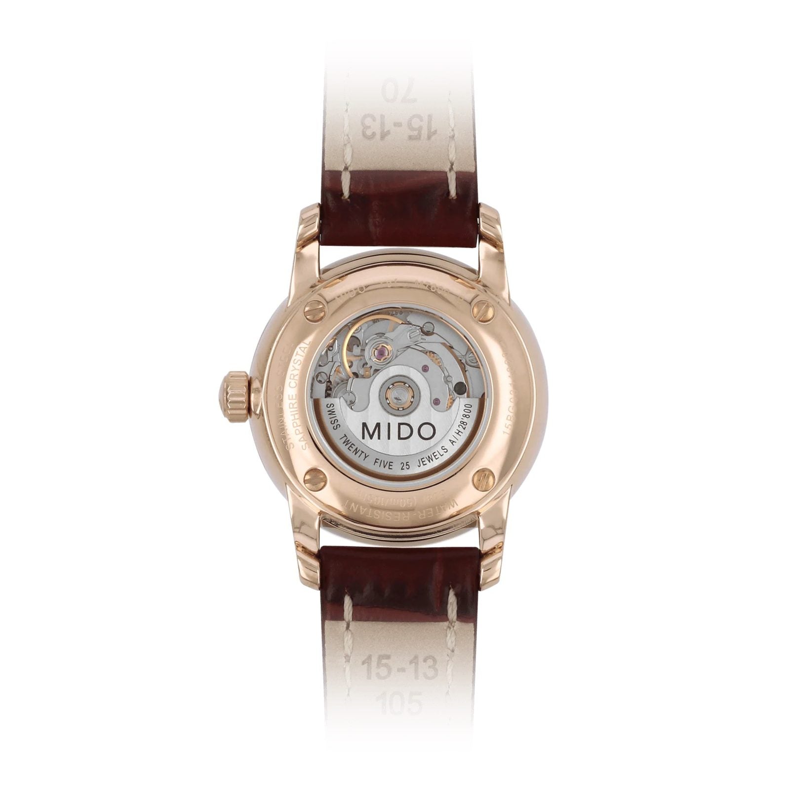 Mido Baroncelli III Automatic Silver Dial Brown Leather Strap Watch For Women - M7600.2.21.8