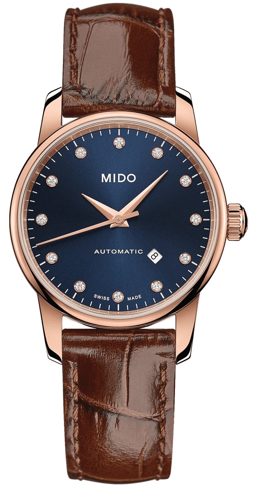 Mido Baroncelli Automatic Midnight Blue Dial Brown Leather Strap Watch For Women - M7600.3.65.8