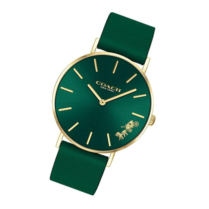 Coach Perry Green Dial Green Leather Strap Watch for Women - 14503383-C