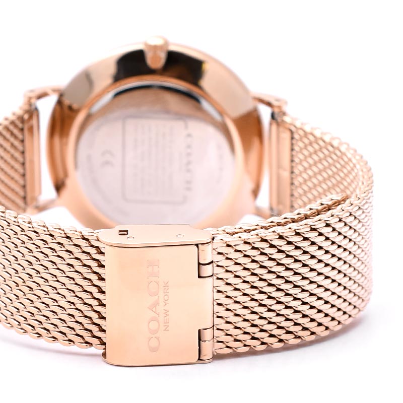 Coach Perry Silver Dial Rose Gold Mesh Bracelet Watch for Women - 14503386