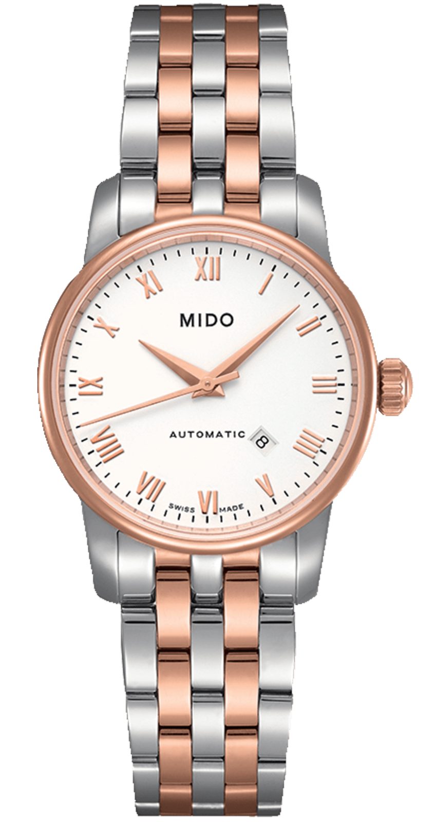 Mido Baroncelli III Automatic White Dial Two Tone Steel Strap Watch For Women - M7600.9.N6.1