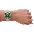 Emporio Armani Minimalist Quartz Green Dial Silver Mesh Bracelet Watch For Men - AR11578