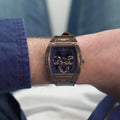 Guess Phoenix Multifunction Blue Dial Brown Leather Strap Watch for Men - GW0202G2