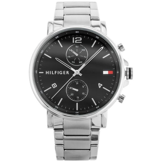 Tommy Hilfiger Daniel Black Dial Silver Steel Strap Watch for Men - 1710413