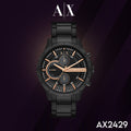 Armani Exchange Chronograph Black Dial Black Steel Strap Watch For Men - AX2429