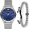 Emporio Armani Luigi Quartz Blue Dial Silver Mesh Bracelet Watch For Men - AR11230