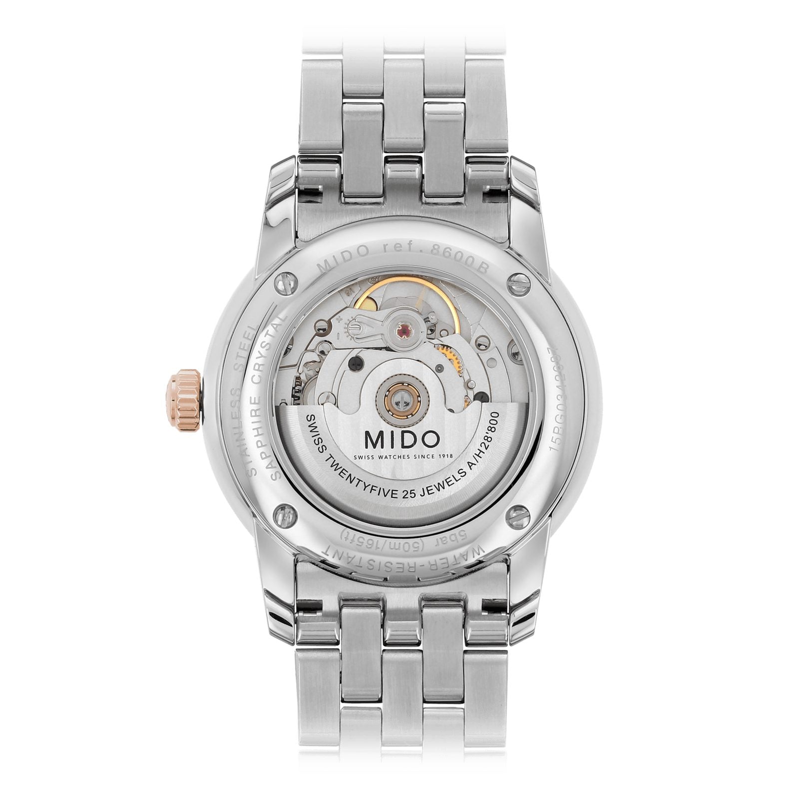 Mido Baroncelli Automatic White Dial Two Tone Steel Strap Watch For Women - M8600.9.N6.1