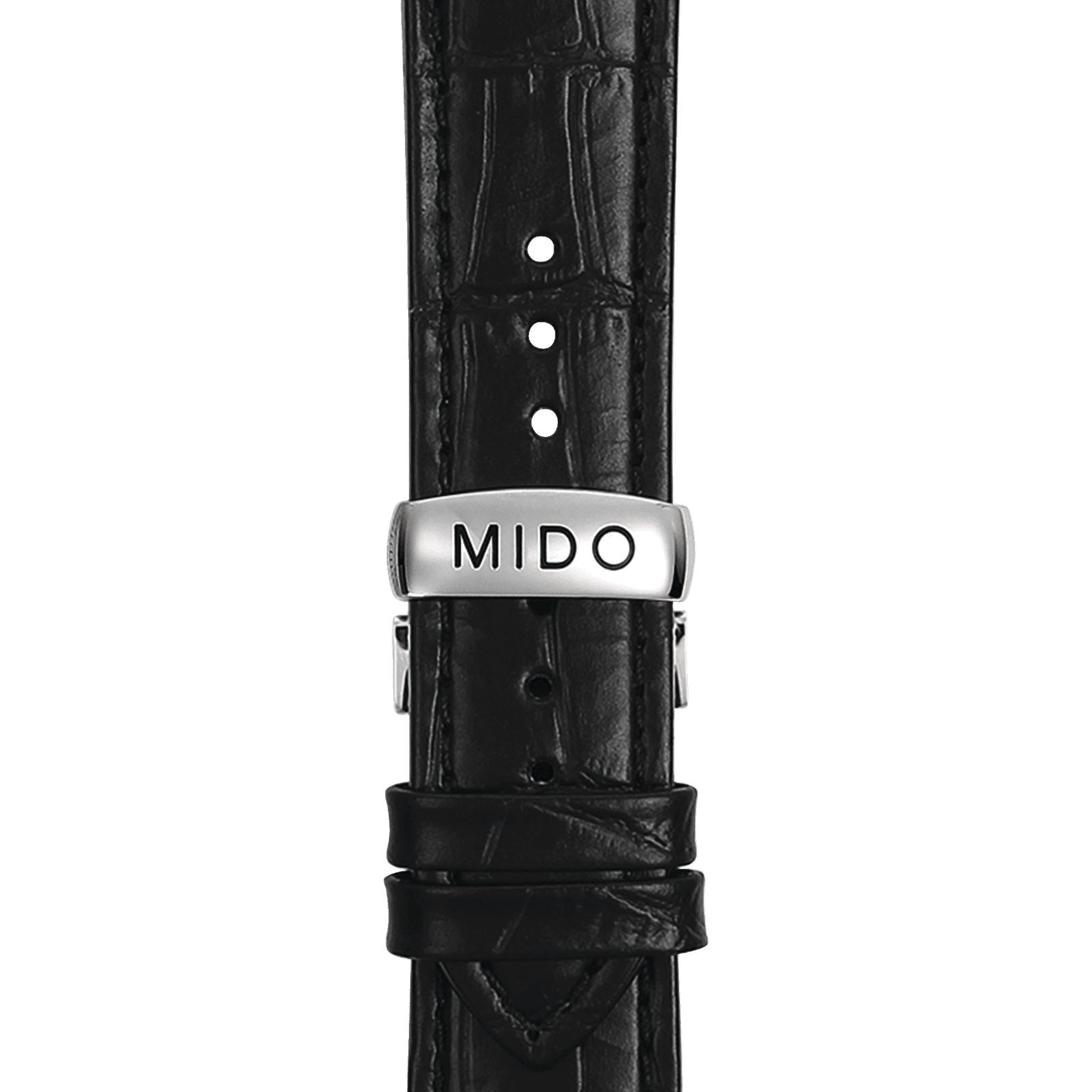 Mido Comander II Automatic Chronometer Silver Dial Black Leather Strap Watch For Men - M021.431.16.031.00