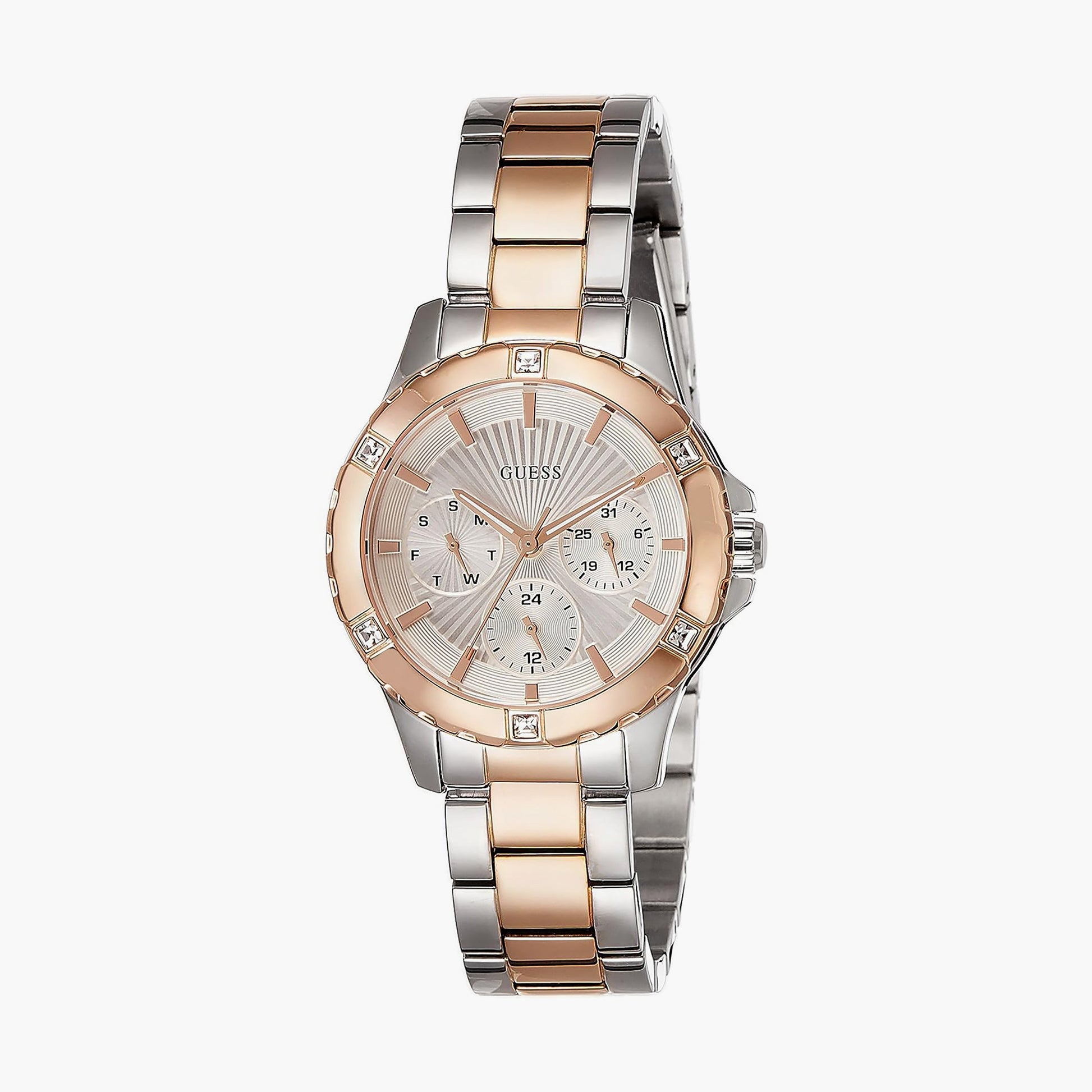 Guess Mist Quartz Silver Dial Two Tone Steel Strap Watch For Women - W0443L4