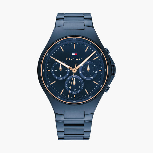 Tommy Hilfiger Justin Chronograph Blue Dial Blue Steel Strap Watch For Men - 1792058